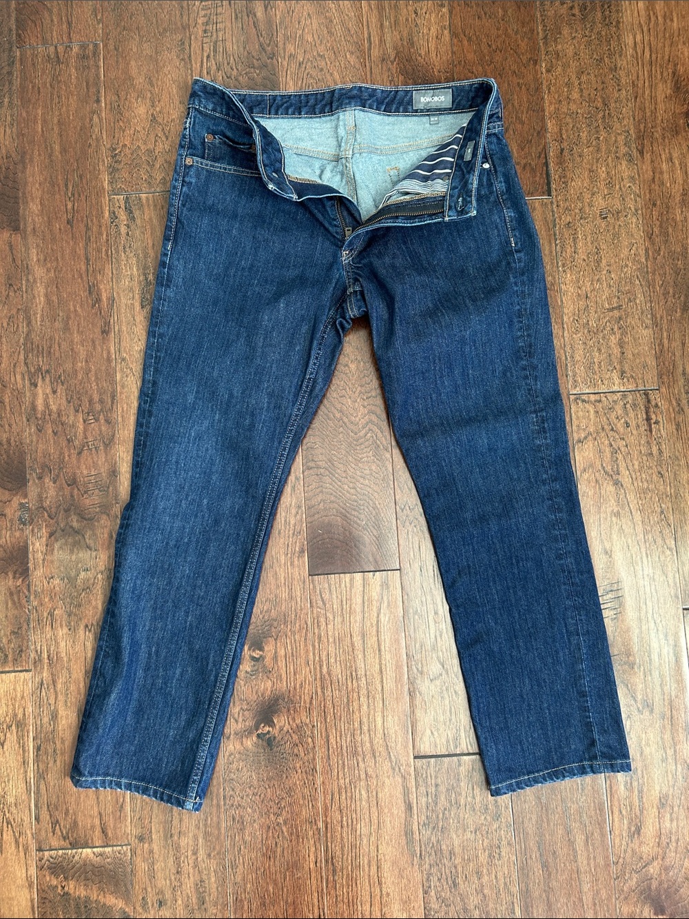 Bonobos size 34/30 men’s Indigo Denim Straight Jeans - slim